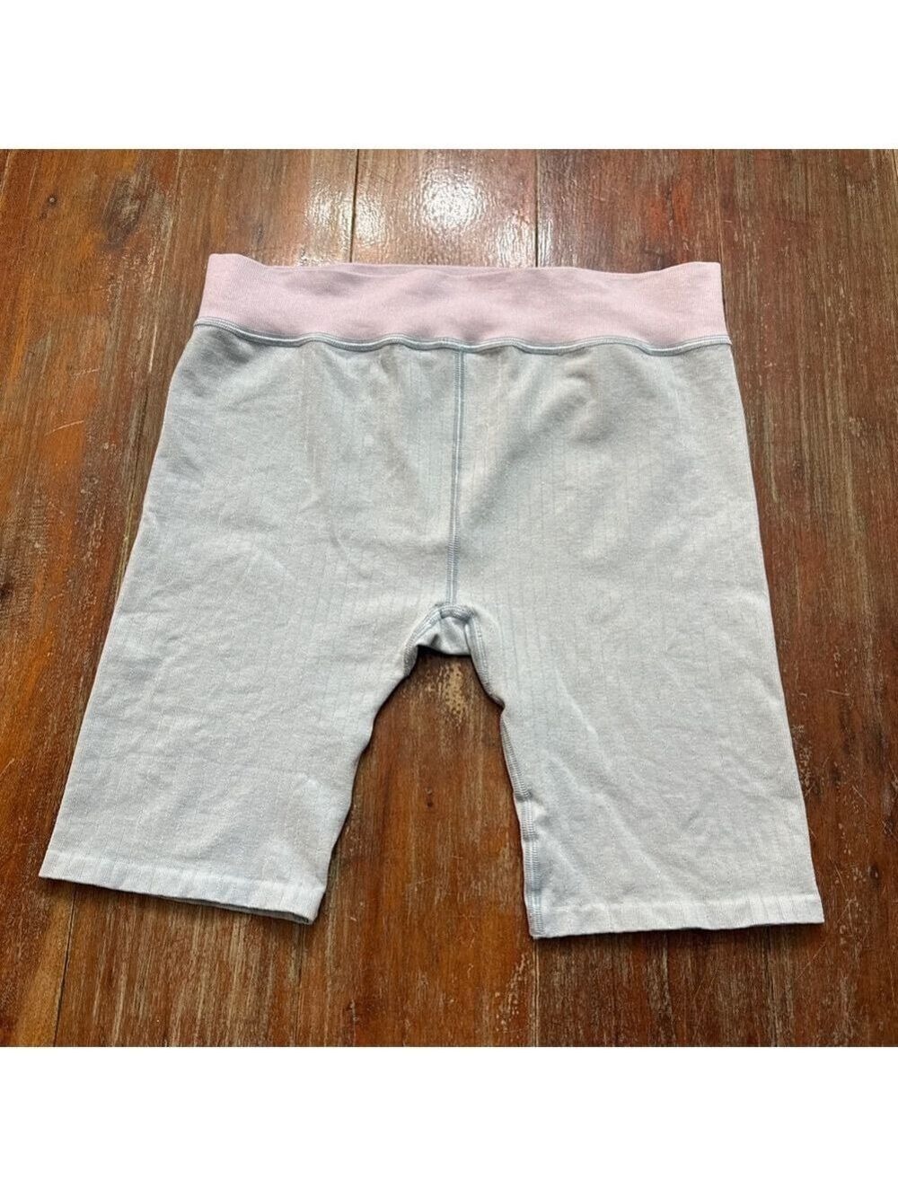 Anthropologie Ribbed Seamless Bike Shorts Blue White XS S